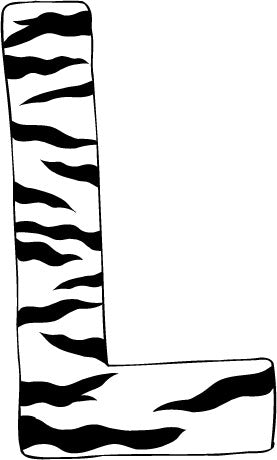 10in. Zebra Animal Print Letter Decals Stickers from A to Z