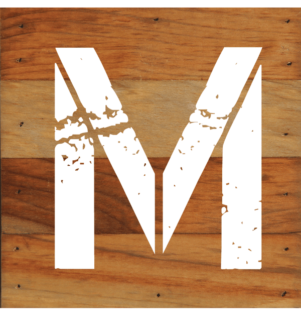 ABC Letter Monogram Chalk White on a 6 x 6 Rustic Aged Natural Wood Pallet