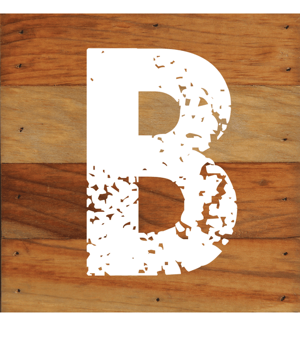 ABC Letter Monogram Chalk White on a 6 x 6 Rustic Aged Natural Wood Pallet
