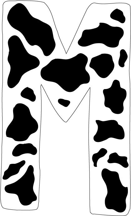 10 inch Cow Animal Print Letter Decals Stickers from A to Z