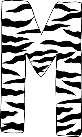 10in. Zebra Animal Print Letter Decals Stickers from A to Z