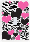 Zebra Print Hearts Light Switch Plate Covers / Childrens Wall Decor in Hot Pink and Black