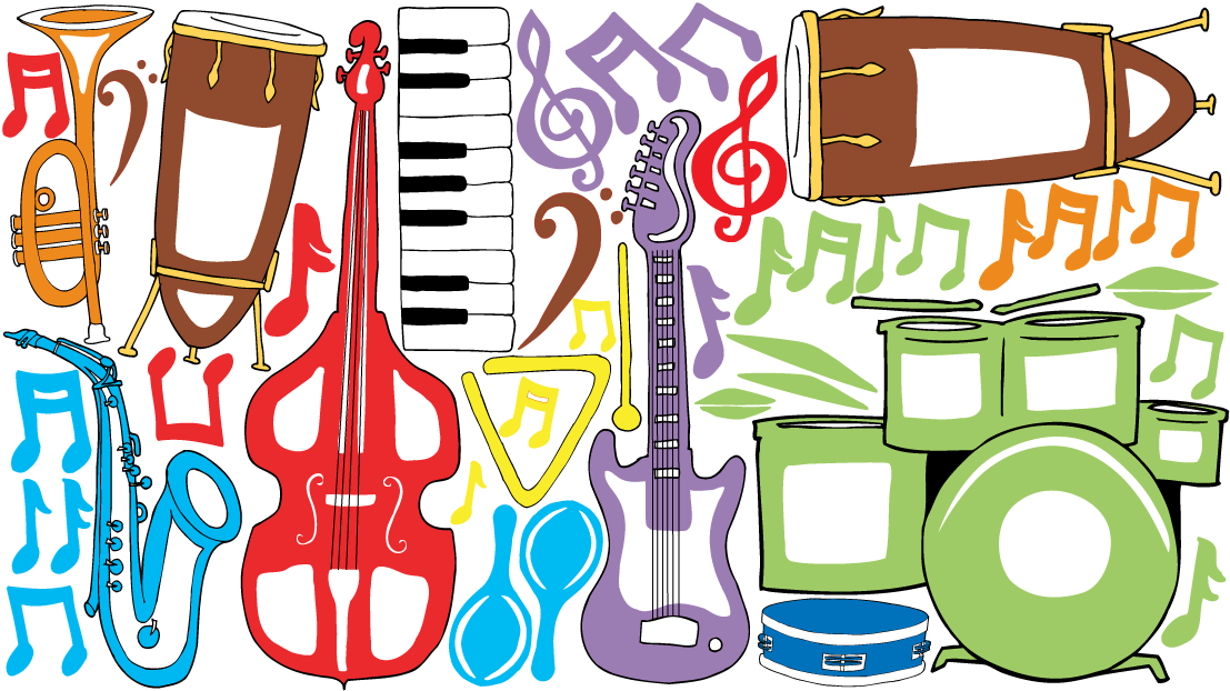 Music Moments Wall Decals Sticker Decor with Music Notes and Instruments