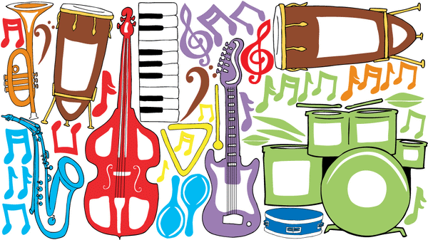Music Moments Wall Decals Sticker Decor with Music Notes and Instruments