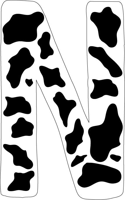 10 inch Cow Animal Print Letter Decals Stickers from A to Z