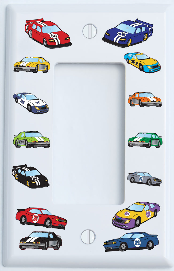 Stock Race Car Light Switch Plate Covers and Outlet Covers / Race Car Room Decor