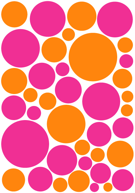 Orange and Hot Pink Polka Dot Wall Decals Stickers