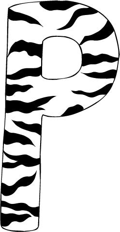 10in. Zebra Animal Print Letter Decals Stickers from A to Z