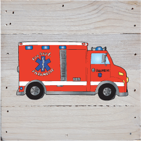 Fire Trucks Art Print Rustic Wall Hanging