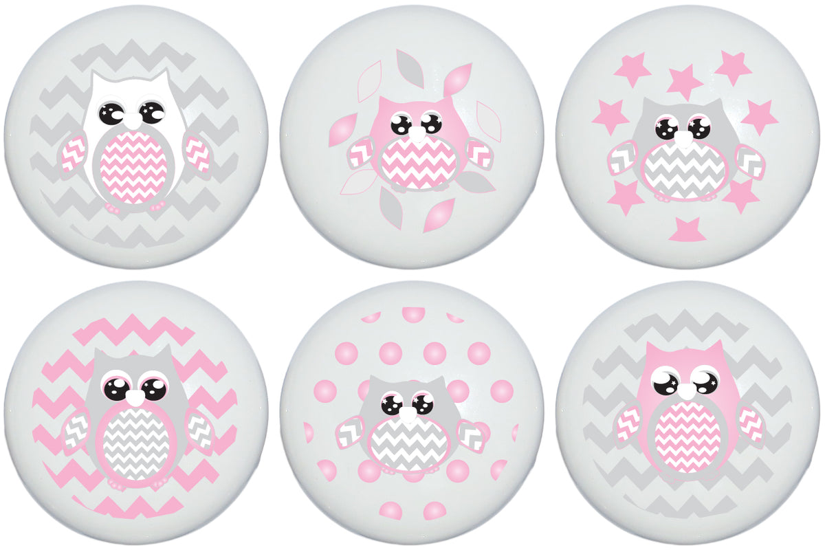 Owl Drawer Pulls/Owl Ceramic Drawer Knobs 6 Set
