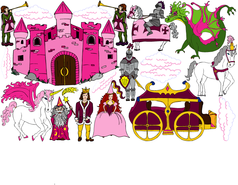 Pink Castle theme Wall Decals Stickers Mural Decor
