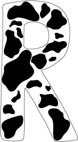 10 inch Cow Animal Print Letter Decals Stickers from A to Z