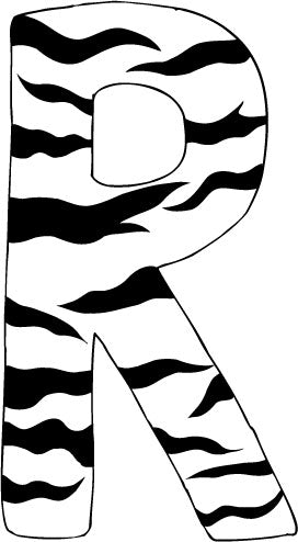 10in. Zebra Animal Print Letter Decals Stickers from A to Z