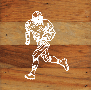 Football Art Prints on a 6 x 6 Rustic Aged Natural Wood Pallet