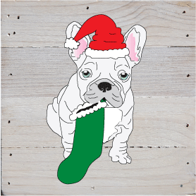 Holiday French Bulldog Rustic Art Prints