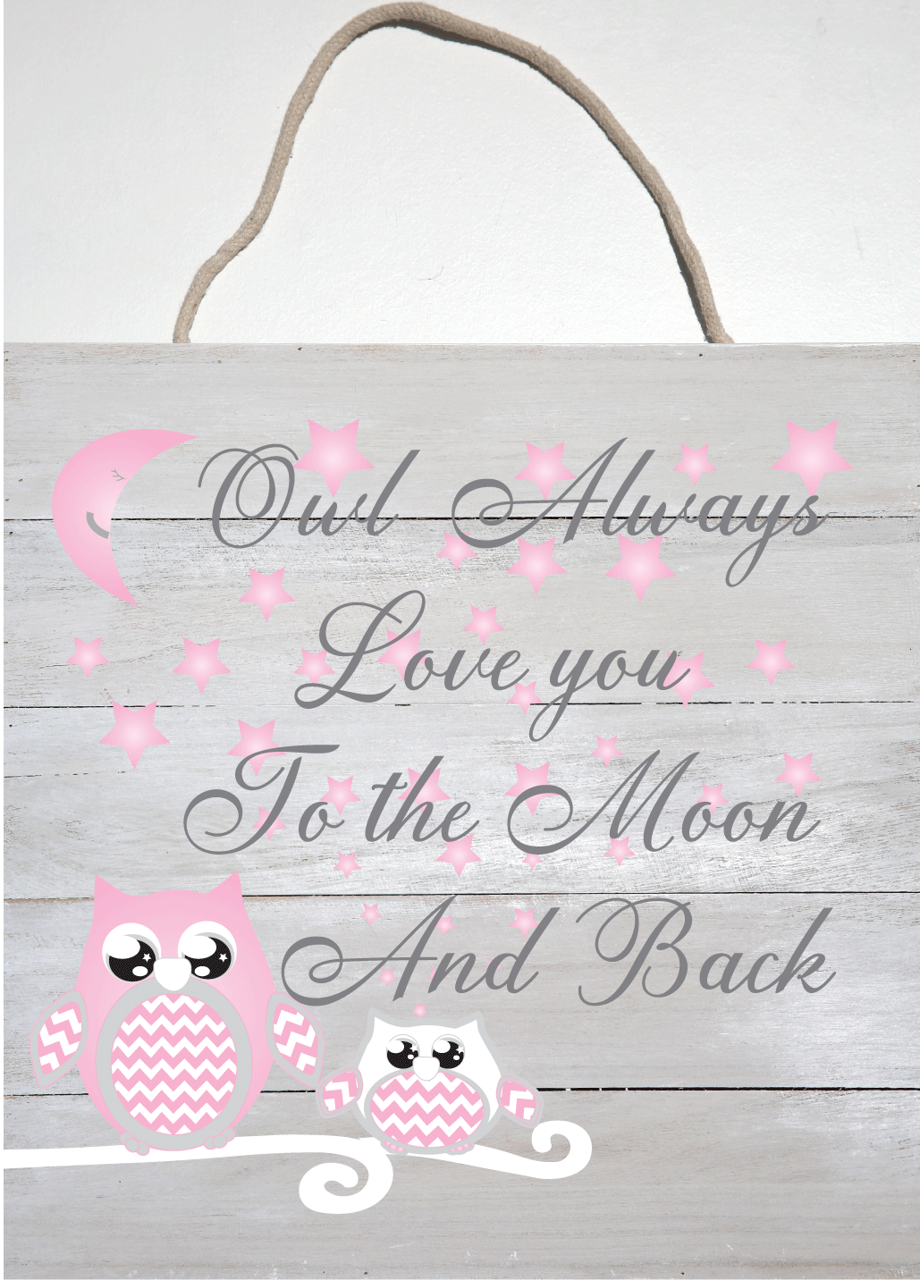 Owl Moon and Stars Natural Wall Hanging Wall Hanging