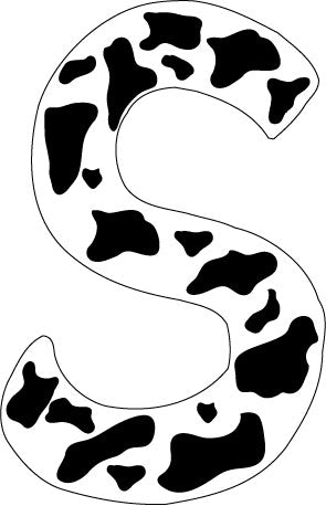 10 inch Cow Animal Print Letter Decals Stickers from A to Z