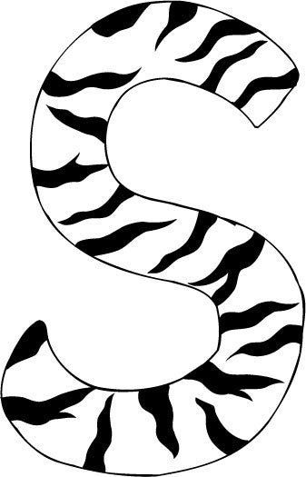 10in. Zebra Animal Print Letter Decals Stickers from A to Z