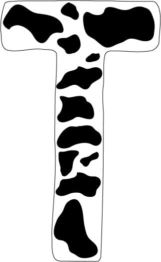10 inch Cow Animal Print Letter Decals Stickers from A to Z