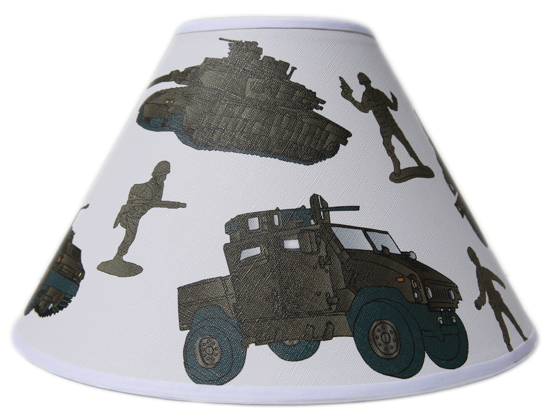 Army Tanks and Trucks with Toy Soldiers Lamp Shade Childrens Kids Army Men Lampshade Decor