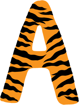 10in. Tiger Animal Print Letter Decals Stickers from A to Z
