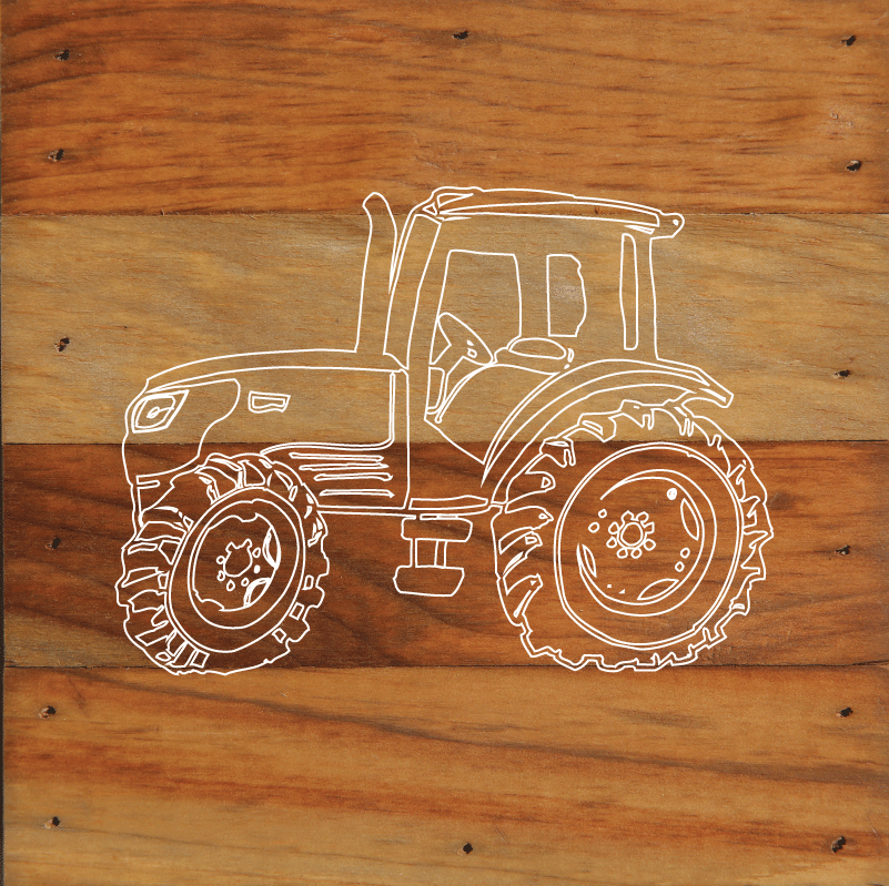 Tractor Art Print Aged Natural Wall Hanging