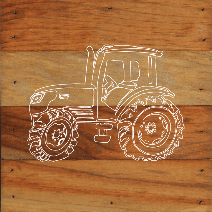 Tractor Art Print Aged Natural Wall Hanging