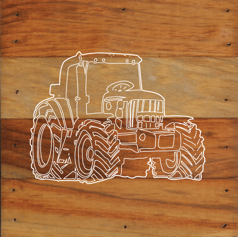 Tractor Art Print Aged Natural Wall Hanging
