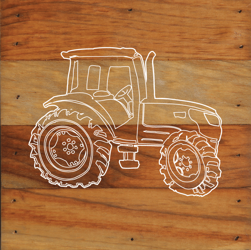 Tractor Art Print Aged Natural Wall Hanging