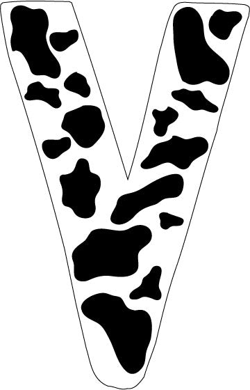 10 inch Cow Animal Print Letter Decals Stickers from A to Z