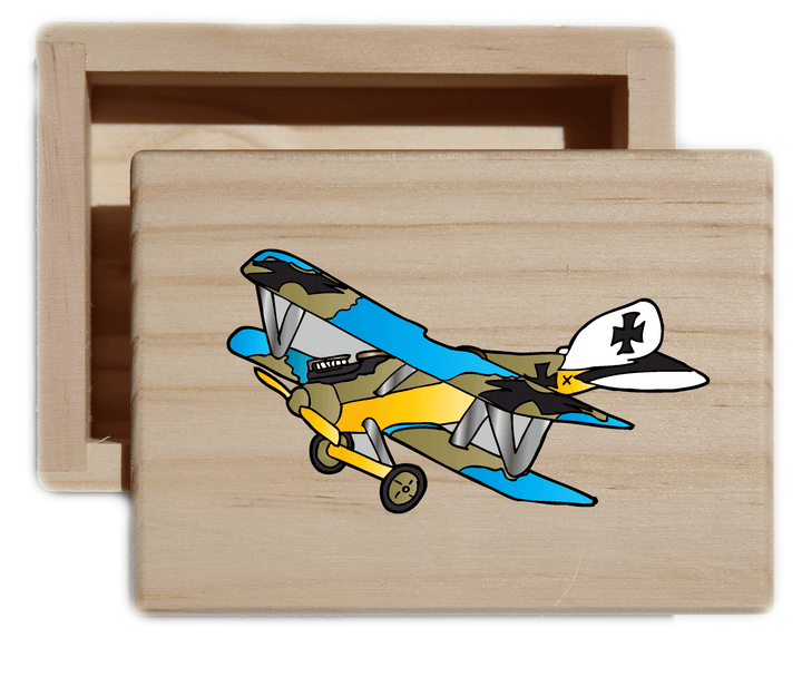 Vintage Plane Natural Wood Keepsake Collectible Box