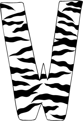 10in. Zebra Animal Print Letter Decals Stickers from A to Z