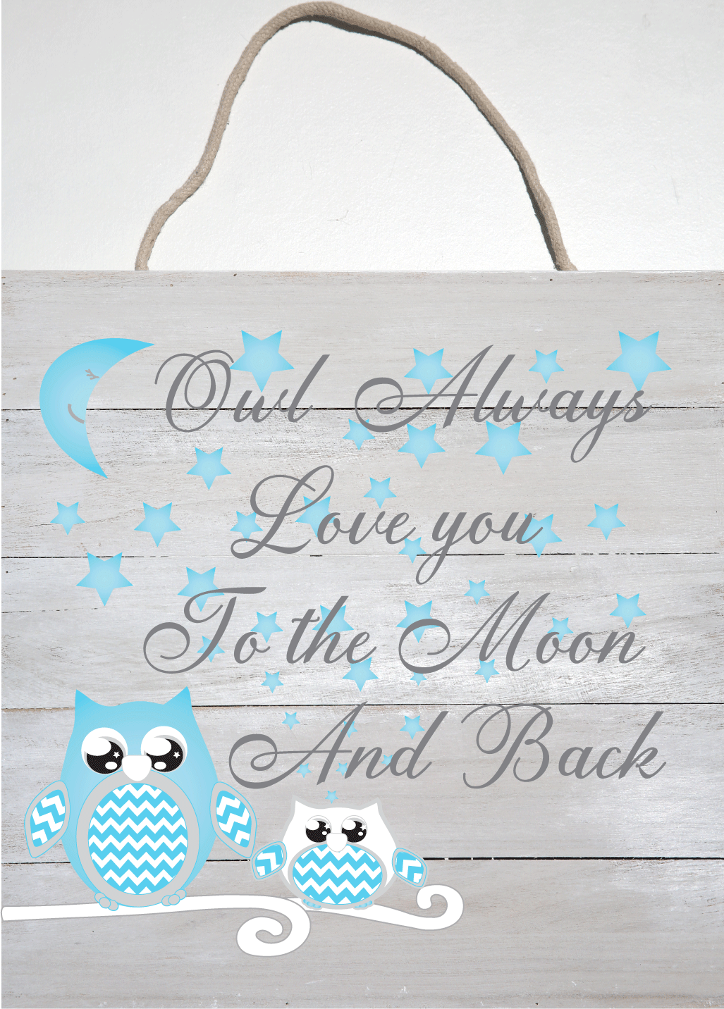 Owl Moon and Stars Natural Wall Hanging Wall Hanging