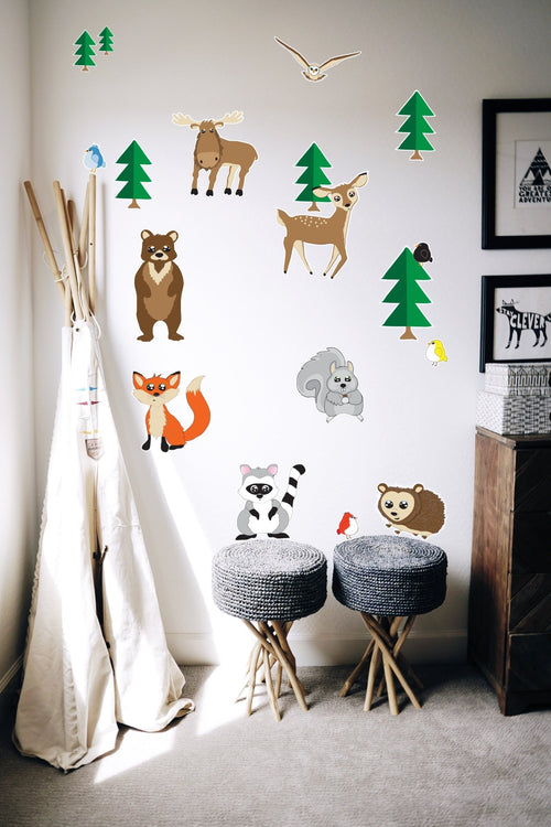Woodland Forest Animal Wall Decals Stickers - prestochangodecor