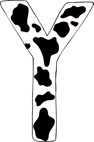 10 inch Cow  Animal Print Letter Decals Stickers from A to Z