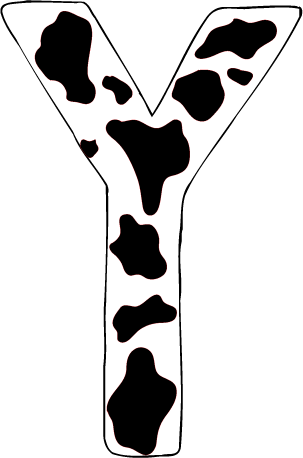 10 inch Cow Animal Print Letter Decals Stickers from A to Z