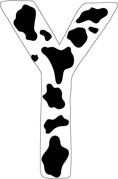 10 inch Cow Animal Print Letter Decals Stickers from A to Z