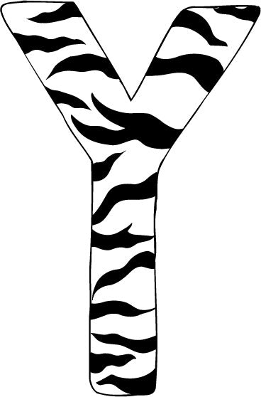 10in. Zebra Animal Print Letter Decals Stickers from A to Z