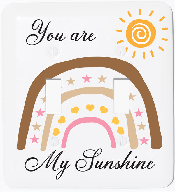 You are My Sunshine Boho Sun and Rainbow Girls Light Switch Plate and Outlet Covers Bohemian Wall Plate Nursery Decor