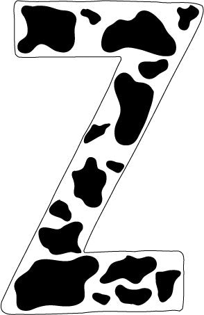 10 inch Cow Animal Print Letter Decals Stickers from A to Z