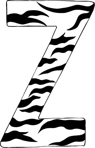 10in. Zebra Animal Print Letter Decals Stickers from A to Z