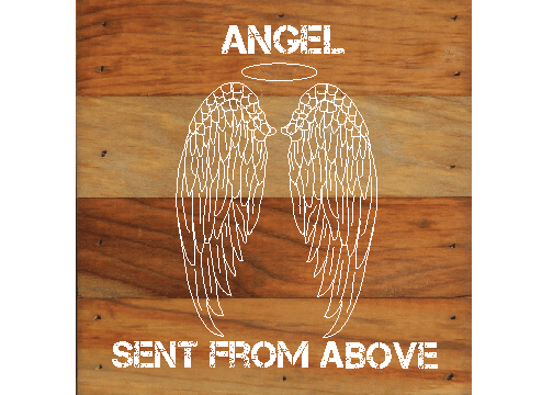 Angel Wings Chalk White on a 6 x 6 Rustic Aged Natural Wood Pallet