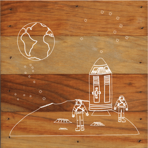 Space Theme Rustic Wall Hanging