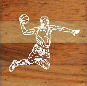 Basketball Art Prints on a 6 x 6 Rustic Aged Natural Wood Pallet