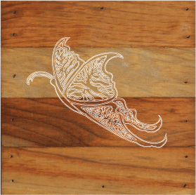 Butterfly Chalk White Art Prints on a 6 x 6 Rustic Aged Natural Wood Pallet