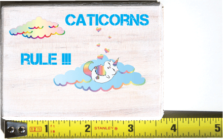 Caticorn White Wash Wood Keepsake Collectible Box