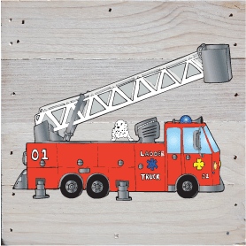 Fire Trucks Art Print Rustic Wall Hanging
