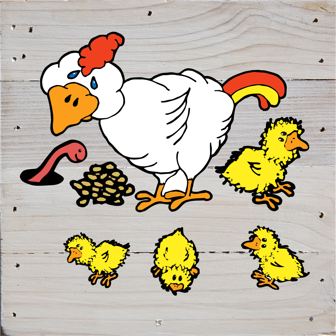 Farm Animal theme Art Prints on a White Washed 6 x 6 Rustic Natural Wood Pallet