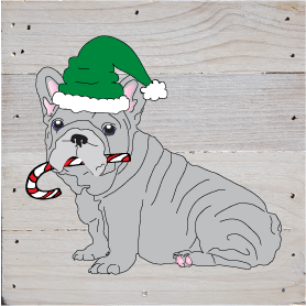 Holiday French Bulldog Rustic Art Prints