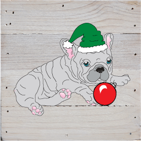 Holiday French Bulldog Rustic Art Prints